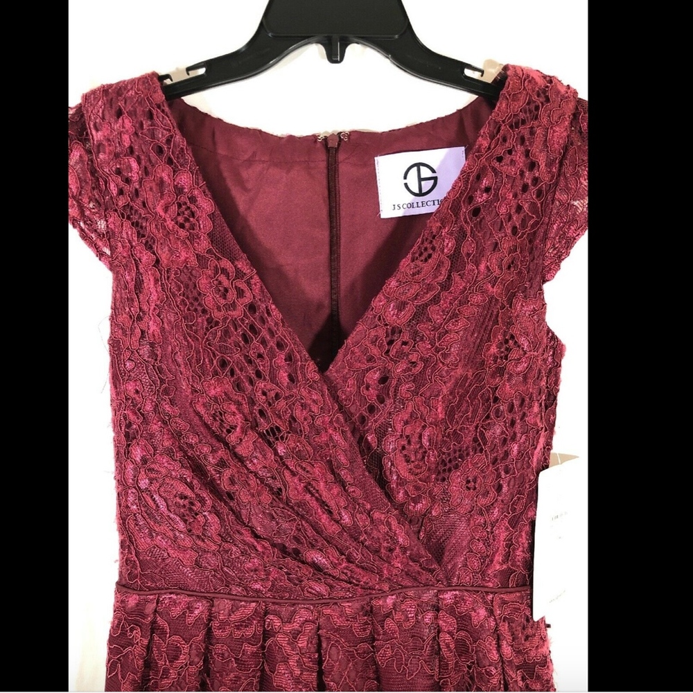 Euc Js Collections Embroidered Lace Ballgown Wine - image 3